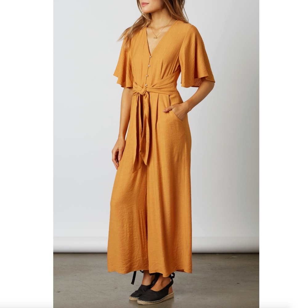 Cropped Button-Down Jumpsuit